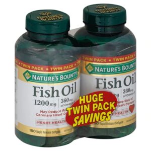 Nature's Bounty Fish Oil 360 Cápsulas de Óleo de Peixe 1200mg - Duplo Pacote Rápido