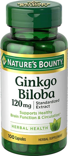 Nature's Bounty Ginkgo Biloba 120mg 100 Cápsulas para Memória e Cognição