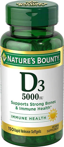 Nature's Bounty Vitamina D3 Máxima Força - 5000 UI - 150 Cápsulas Gelatinosas