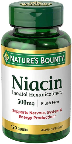 Nature's Bounty Niacina Flush Free 500mg - 120 Cápsulas - Saúde Cardiovascular e Bem-Estar