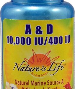 Nature's Life Vitamina A+D 100 Cápsulas Vegetarianas - Essencial para Saúde Óssea e Visual