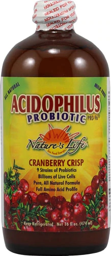 Nature's Life Acidophilus Probiotic PRO-96® Cranberry Crisp - 473ml - Suporte Digestivo e Imunológico