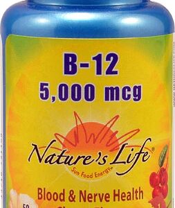 Nature's Life B-12 Cherry 5000 mcg - 50 Pastilhas - Suplemento de Vitamina B12
