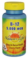 Nature's Life B-12 Cherry -- 5000 mcg - 100 Lozenges