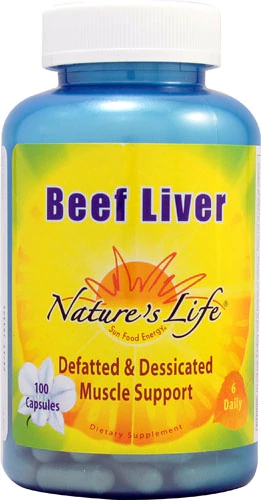 Nature's Life Fígado Bovino 1500 mg - 100 Cápsulas - Energia e Nutrição Essencial