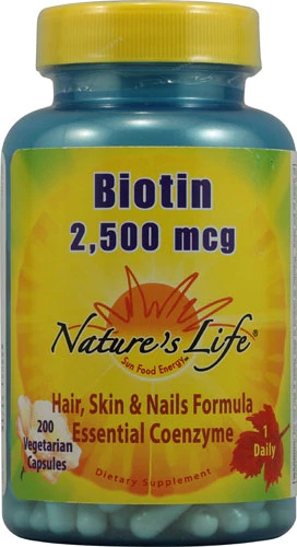 Nature's Life Biotina 2500 mcg - 200 Cápsulas Vegetarianas - Saúde e Vitalidade