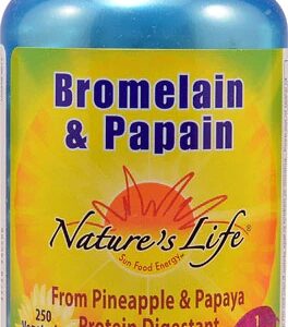 Nature's Life Bromelaína e Papaína - 250 Cápsulas Vegetarianas