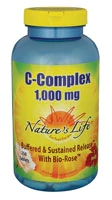 Nature's Life C-Complex 1000mg - Vitamina C Potente com Bioflavonoides e Rosa Mosqueta - 250 Comprimidos