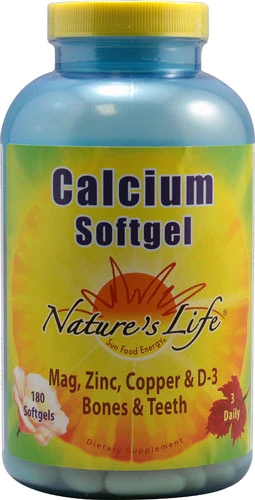 Nature's Life Calcium Softgel - 180 Cápsulas Gelatinosas para Ossos Fortes