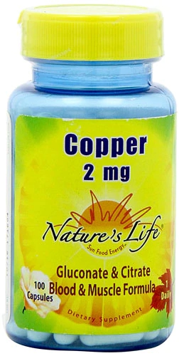 Nature's Life Copper Complex 2 mg - 100 Cápsulas - Essencial para Saúde e Bem-Estar