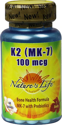 Nature's Life K2 MK7 - 100 mcg - 60 Comprimidos: Saúde Óssea e Cardiovascular