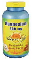 Nature's Life Magnésio 500 mg - 250 Cápsulas Vegetarianas