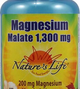 Nature's Life Magnésio Malato 1300mg - 100 Comprimidos - Suporte Muscular e Energético