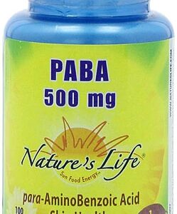 Nature's Life PABA 500mg - 100 Comprimidos | Saúde e Bem-Estar
