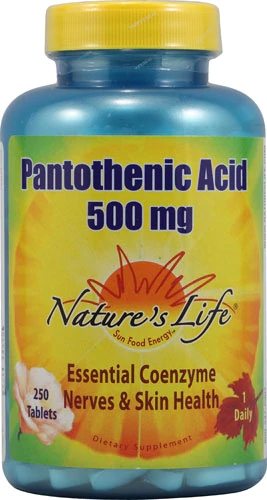 Ácido Pantotênico Nature's Life 500mg - 250 Comprimidos | Vitamina B5 Essencial
