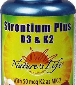 Nature's Life Strontium Plus D3 & K2 - 60 Comprimidos para Saúde Óssea