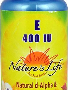 Vitamina E Natural Nature's Life d-Alpha e Tocopherols Mistos - 400 UI - 100 Cápsulas Gelatinosas