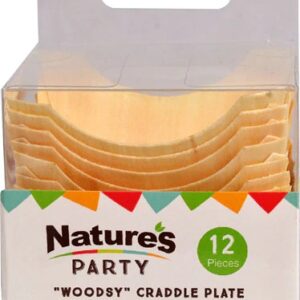 Nature's Party Prato de Berço de Madeira 5.84cm - Kit com 12 Peças