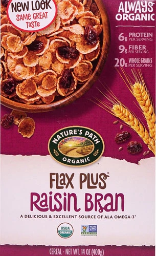 Cereal Orgânico Nature's Path Flax Plus Raisin Bran com Linhaça - 397g