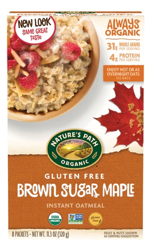 Aveia Orgânica Sem Glúten Nature's Path Brown Sugar Maple com Grãos Ancestrais - 8 Sachês (aprox. 240g)
