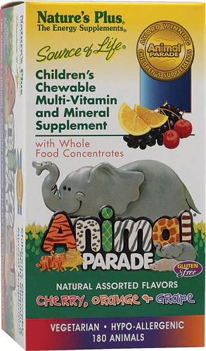 Nature's Plus Animal Parade Multivitamínico Infantil Mastigável Sabor Sortido - 180 Comprimidos