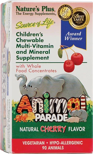Nature's Plus Animal Parade Vitamina Infantil Morango 90 Mastigáveis