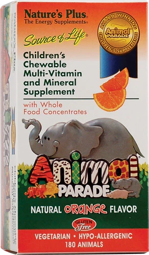 Nature's Plus Animal Parade Multivitamínico Mastigável Sabor Laranja 180 Unidades