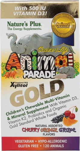 Nature's Plus Animal Parade Gold Multivitamínico Mastigável Infantil 120 Unidades Sabor Sortido
