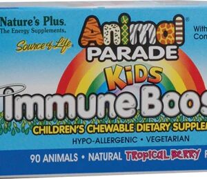 Nature's Plus Animal Parade Kids Immune Booster 90 Pastilhas Mastigáveis Sabor Tropical Berry