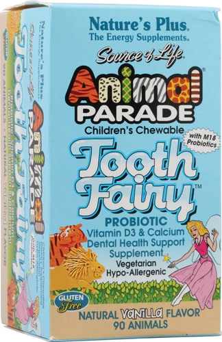 Nature's Plus Animal Parade Probiótico Infantil Sabor Baunilha 90 Pastilhas Mastigáveis