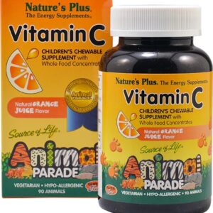 Nature's Plus Animal Parade Vitamina C Infantil Mastigável 90 Tabletes