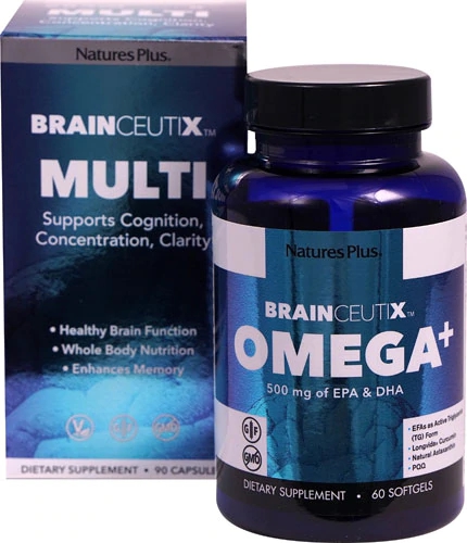 Nature's Plus BrainCeutix Omega Plus 60 Cápsulas Softgel - Suporte Cognitivo Avançado