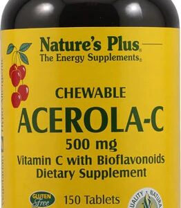 Nature's Plus Acerola-C 500mg - 150 Comprimidos Mastigáveis - Vitamina C Potente