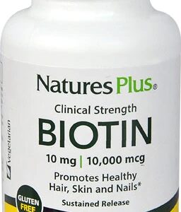 Nature's Plus Biotin Clínico 10mg - 90 Comprimidos para Cabelo, Pele e Unhas Fortes
