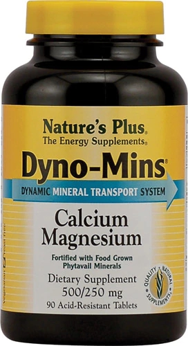 Nature's Plus Dyno-Mins Cálcio e Magnésio - 90 Comprimidos - Fortaleça Seus Ossos e Músculos