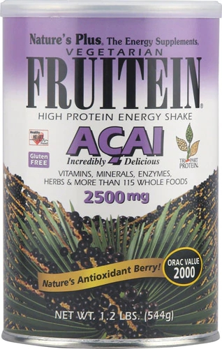 Nature's Plus Fruitein® Shake Energético Vegetariano Alta Proteína Açaí - 2.500mg - 544g