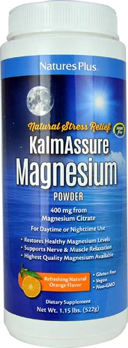 Nature's Plus KalmAssure Magnésio em Pó Sabor Laranja Natural - 400mg - 522g