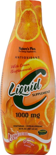 Nature's Plus Vitamina C Líquida com Bioflavonoides Cítricos Sabor Laranja - 1000mg (887ml)
