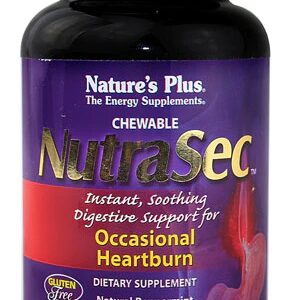 Nature's Plus NutraSec™ Hortelã 90 Comprimidos Mastigáveis - Alívio Digestivo Natural