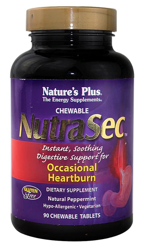 Nature's Plus NutraSec™ Hortelã 90 Comprimidos Mastigáveis - Alívio Digestivo Natural