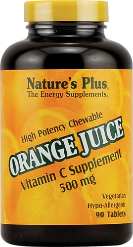Vitamina C Mastigável Laranja Nature's Plus 500mg - 90 Tabletes