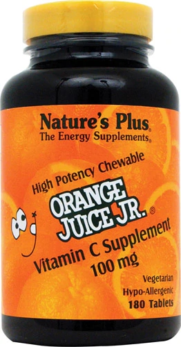 Nature's Plus Vitamina C Jr Laranja Mastigável 100mg - 180 Comprimidos