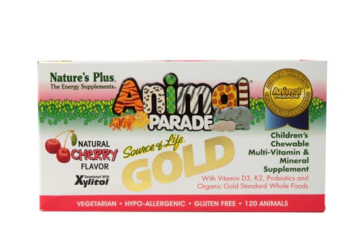Nature's Plus Animal Parade Gold Multivitamínico Infantil Mastigável Sabor Cereja - 120 Comprimidos Mastigáveis