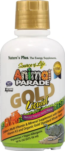 Nature's Plus Animal Parade Gold Multivitamínico Infantil Líquido Sabor Frutas Tropicais 473ml