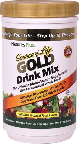 Nature's Plus Source of Life Gold Drink Mix Frutas Tropicais - 30 Porções (Aprox. 180g)