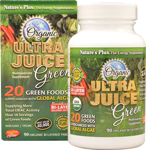 Nature's Plus Ultra Juice Green 90 Tabletes - Energia e Nutrição Verde