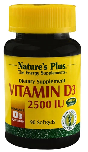 Nature's Plus Vitamina D3 2500 UI - 90 Cápsulas Gelatinosas