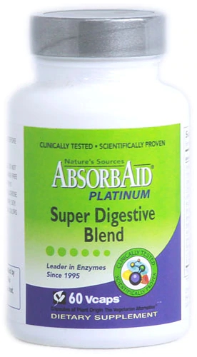 Nature's Sources AbsorbAid Platinum 60 Vcaps® - Enzimas Digestivas e Probióticos Avançados