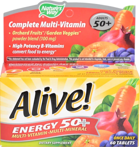 Nature's Way Alive! Energy 50+ Multivitamínico 60 Tabletes - Sem Ferro