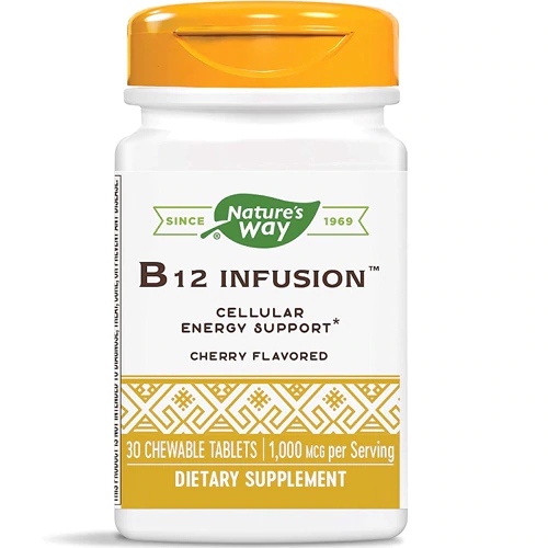 Nature's Way B12 Infusion™ Cereja 1000mcg - 30 Comprimidos Mastigáveis